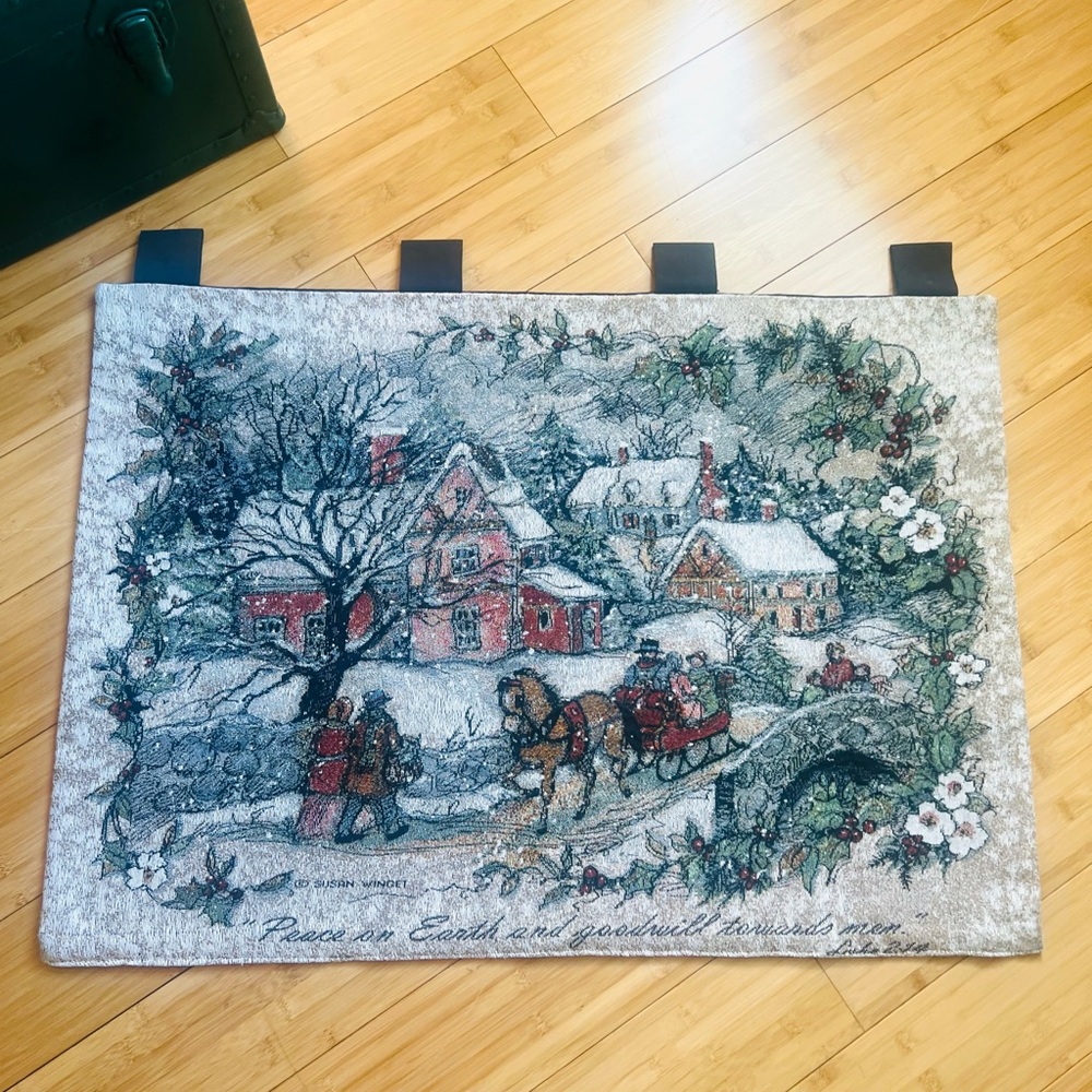 Susan Winget  Listen in the starlight Woven  tapestry Winter Scene  Wall Hanging